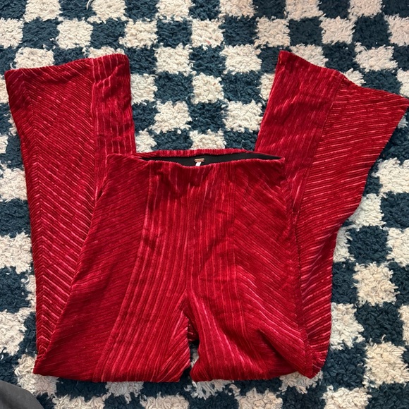 Free People red velvet flare pants - Picture 2 of 4